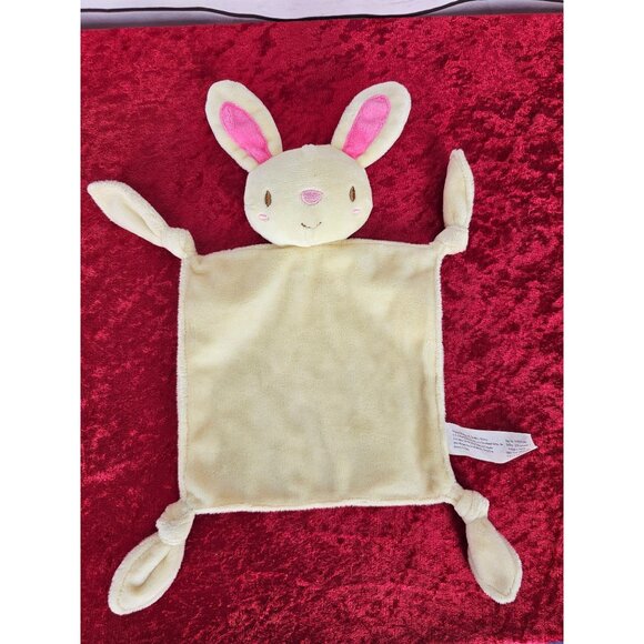 Barrons Hello Bunny Rabbit Lovey Rattle Security Blanket Knotted Corners Plush - Picture 2 of 6